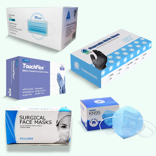 Packaging with Gloves & Face Mask Boxes