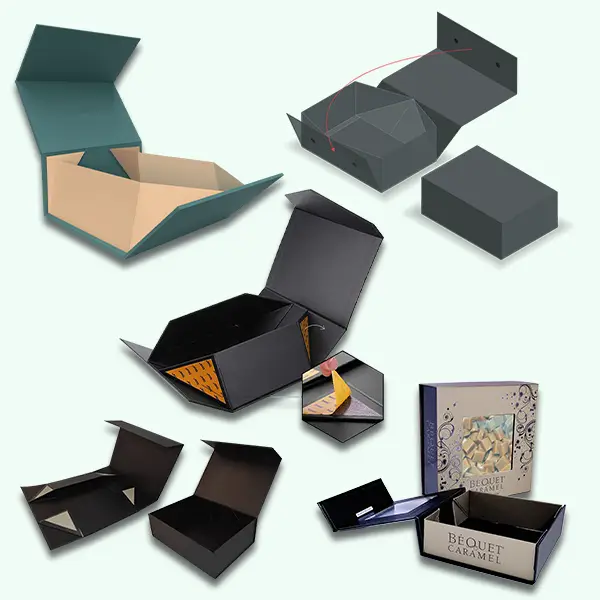 Packaging with Collapsible Rigid Boxes