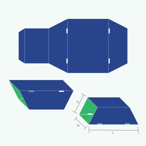 Packaging with Sleeve with Tapered Side Panel