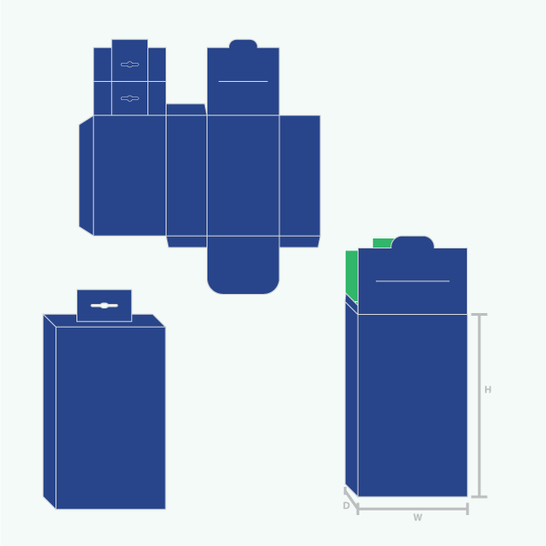 Packaging with Box With Hanging And locking Tabs