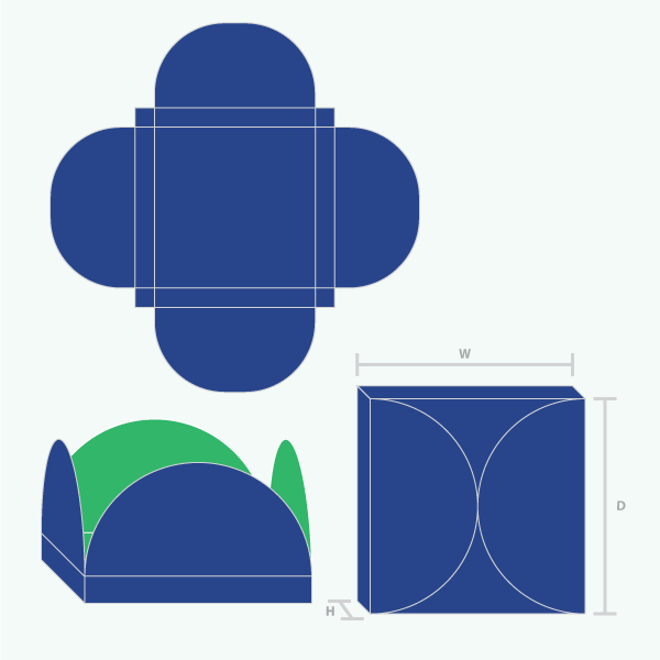 Packaging with Half Circular Interlocking