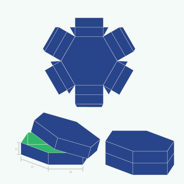 Packaging with Hexagon Two Piece