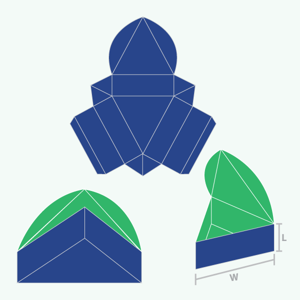 Packaging with Triangular Tray Lid